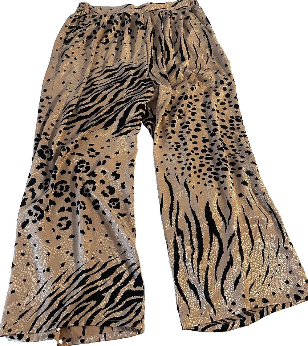 Da-Rue of California Women Sz 18 pull-on casual satin wide leg pants Animal